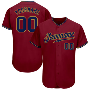 Custom Crimson Navy-Old Gold Authentic Baseball Jersey