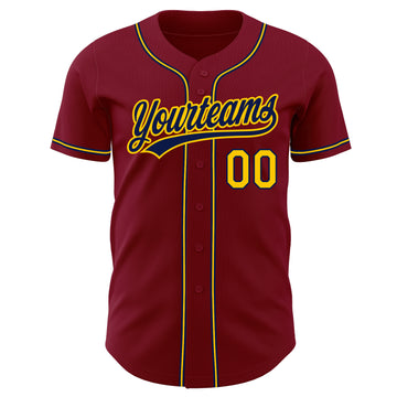 Custom Crimson Gold-Navy Authentic Baseball Jersey