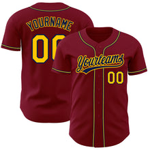 Laden Sie das Bild in den Galerie-Viewer, Custom Crimson Gold-Navy Authentic Baseball Jersey
