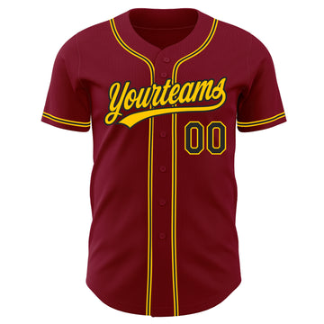 Custom Crimson Black-Gold Authentic Baseball Jersey