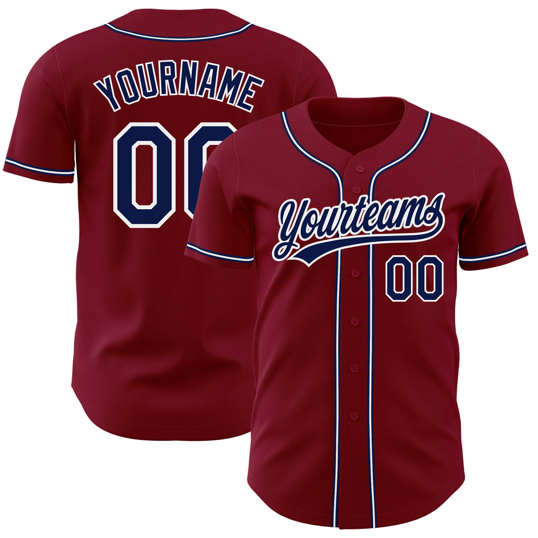 Custom Crimson Navy-White Authentic Baseball Jersey