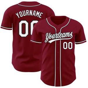 Custom Crimson White-Black Authentic Baseball Jersey