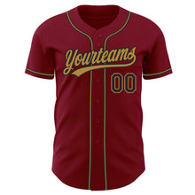 Laden Sie das Bild in den Galerie-Viewer, Custom Crimson Black-Old Gold Authentic Baseball Jersey
