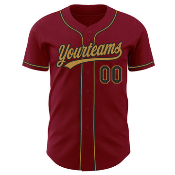 Custom Crimson Black-Old Gold Authentic Baseball Jersey