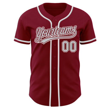 Custom Crimson Gray-White Authentic Baseball Jersey