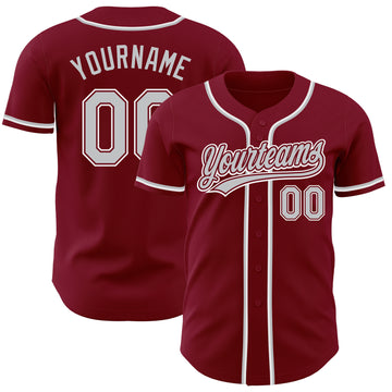 Custom Crimson Gray-White Authentic Baseball Jersey