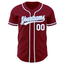 Laden Sie das Bild in den Galerie-Viewer, Custom Crimson White-Light Blue Authentic Baseball Jersey
