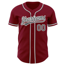 Laden Sie das Bild in den Galerie-Viewer, Custom Crimson Steel Gray-White Authentic Baseball Jersey
