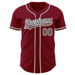 Custom Crimson Steel Gray-White Authentic Baseball Jersey