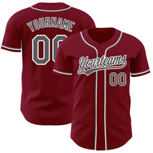 Load image into Gallery viewer, Custom Crimson Steel Gray-White Authentic Baseball Jersey
