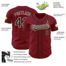 Laden Sie das Bild in den Galerie-Viewer, Custom Crimson Cream Pinstripe Black Authentic Baseball Jersey
