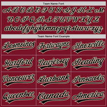 Laden Sie das Bild in den Galerie-Viewer, Custom Crimson Cream Pinstripe Black Authentic Baseball Jersey
