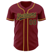 Laden Sie das Bild in den Galerie-Viewer, Custom Crimson Black Pinstripe Old Gold Authentic Baseball Jersey
