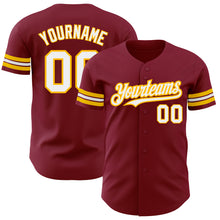 Charger l&#39;image dans la galerie, Custom Crimson White-Gold Authentic Baseball Jersey
