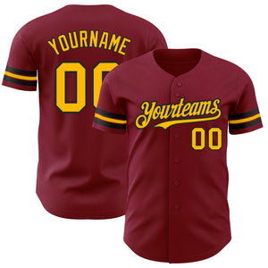 Custom Crimson Gold-Black Authentic Baseball Jersey