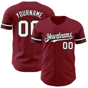 Custom Crimson White-Black Authentic Baseball Jersey