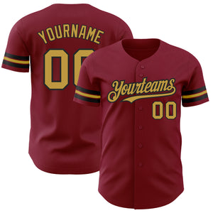 Custom Crimson Old Gold-Black Authentic Baseball Jersey