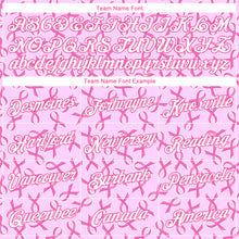 Laden Sie das Bild in den Galerie-Viewer, Custom Women&#39;s Pink White Breast Cancer 3D V-Neck Cropped Baseball Jersey
