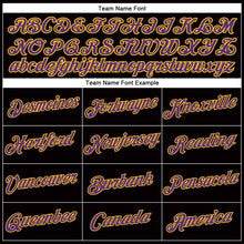 Laden Sie das Bild in den Galerie-Viewer, Custom Women&#39;s Black Purple-Gold V-Neck Cropped Baseball Jersey
