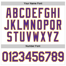 Load image into Gallery viewer, Custom Women&#39;s White Purple-Gold V-Neck Cropped Baseball Jersey
