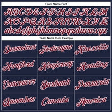 Load image into Gallery viewer, Custom Women&#39;s Navy Crimson-White V-Neck Cropped Baseball Jersey
