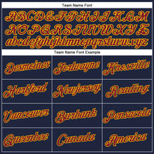 Load image into Gallery viewer, Custom Women&#39;s Navy Crimson-Gold V-Neck Cropped Baseball Jersey
