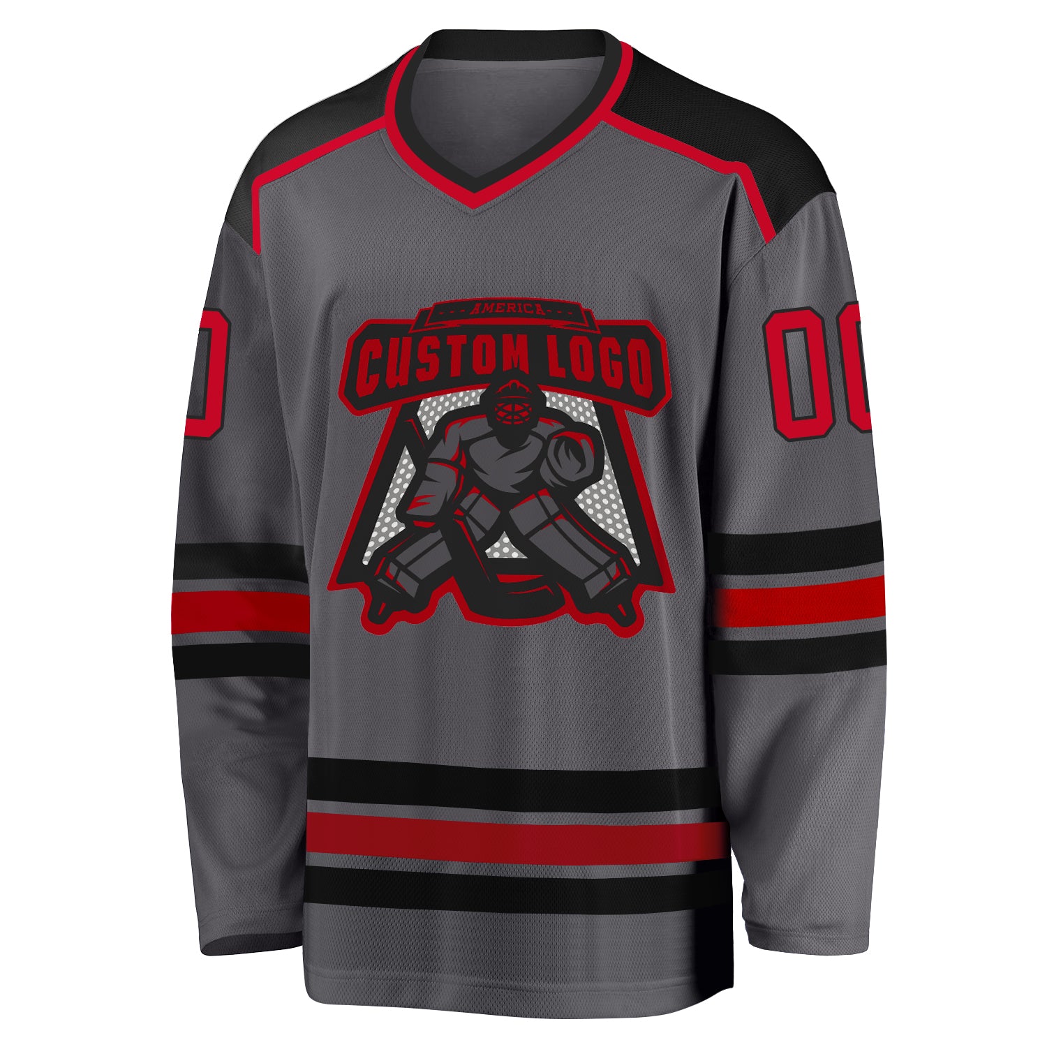 Custom Black Black-Red Hockey Jersey Men's Size:3XL