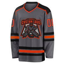 Load image into Gallery viewer, Custom Steel Gray Orange-Black Hockey Jersey
