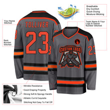 Laden Sie das Bild in den Galerie-Viewer, Custom Steel Gray Orange-Black Hockey Jersey
