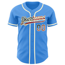 Laden Sie das Bild in den Galerie-Viewer, Custom Electric Blue Vintage USA Flag-Cream Authentic Baseball Jersey
