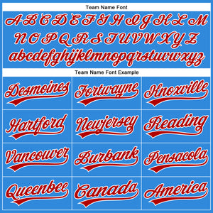 Custom Electric Blue Red-White Authentic Baseball Jersey