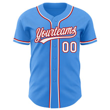 Laden Sie das Bild in den Galerie-Viewer, Custom Electric Blue White-Red Authentic Baseball Jersey
