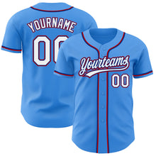 Laden Sie das Bild in den Galerie-Viewer, Custom Electric Blue White Royal-Red Authentic Baseball Jersey
