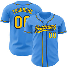 Загрузить изображение в средство просмотра галереи, Custom Electric Blue Yellow-Navy Authentic Baseball Jersey
