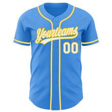 Laden Sie das Bild in den Galerie-Viewer, Custom Electric Blue White-Yellow Authentic Baseball Jersey
