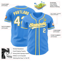 Load image into Gallery viewer, Custom Electric Blue White-Yellow Authentic Baseball Jersey
