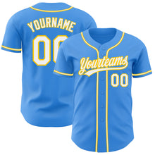 Laden Sie das Bild in den Galerie-Viewer, Custom Electric Blue White-Yellow Authentic Baseball Jersey
