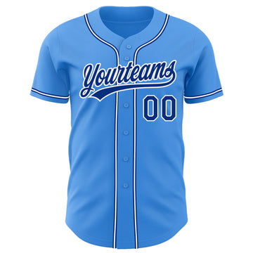Custom Electric Blue Royal-White Authentic Baseball Jersey