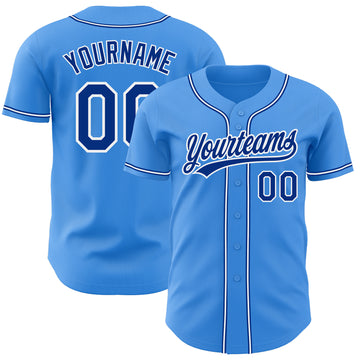 Custom Electric Blue Royal-White Authentic Baseball Jersey