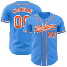 Load image into Gallery viewer, Custom Electric Blue Orange-White Authentic Baseball Jersey

