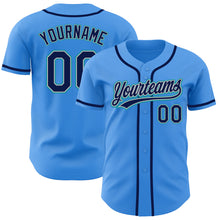 Load image into Gallery viewer, Custom Electric Blue Navy Gray-Teal Authentic Baseball Jersey
