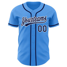 Load image into Gallery viewer, Custom Electric Blue Navy-White Authentic Baseball Jersey
