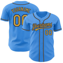 Load image into Gallery viewer, Custom Electric Blue Old Gold-Navy Authentic Baseball Jersey
