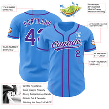Load image into Gallery viewer, Custom Electric Blue Purple-White Authentic Baseball Jersey
