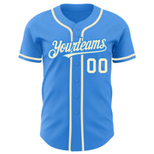 Load image into Gallery viewer, Custom Electric Blue Cream Authentic Baseball Jersey
