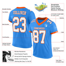 Laden Sie das Bild in den Galerie-Viewer, Custom Electric Blue White-Orange Mesh Authentic Football Jersey
