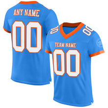 Load image into Gallery viewer, Custom Electric Blue White-Orange Mesh Authentic Football Jersey
