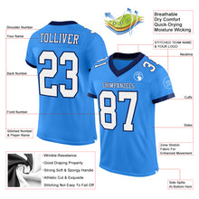 Laden Sie das Bild in den Galerie-Viewer, Custom Electric Blue White-Navy Mesh Authentic Football Jersey
