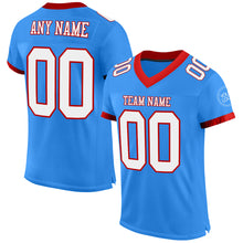 Load image into Gallery viewer, Custom Electric Blue White-Red Mesh Authentic Football Jersey
