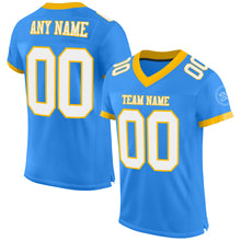 Загрузить изображение в средство просмотра галереи, Custom Powder Blue White-Gold Mesh Authentic Football Jersey
